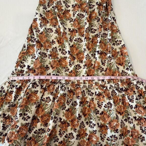 Anthropologie Love The Label Sz M Floral Puff Slv Maxi Dress Earthy Boho Roses - Picture 16 of 16